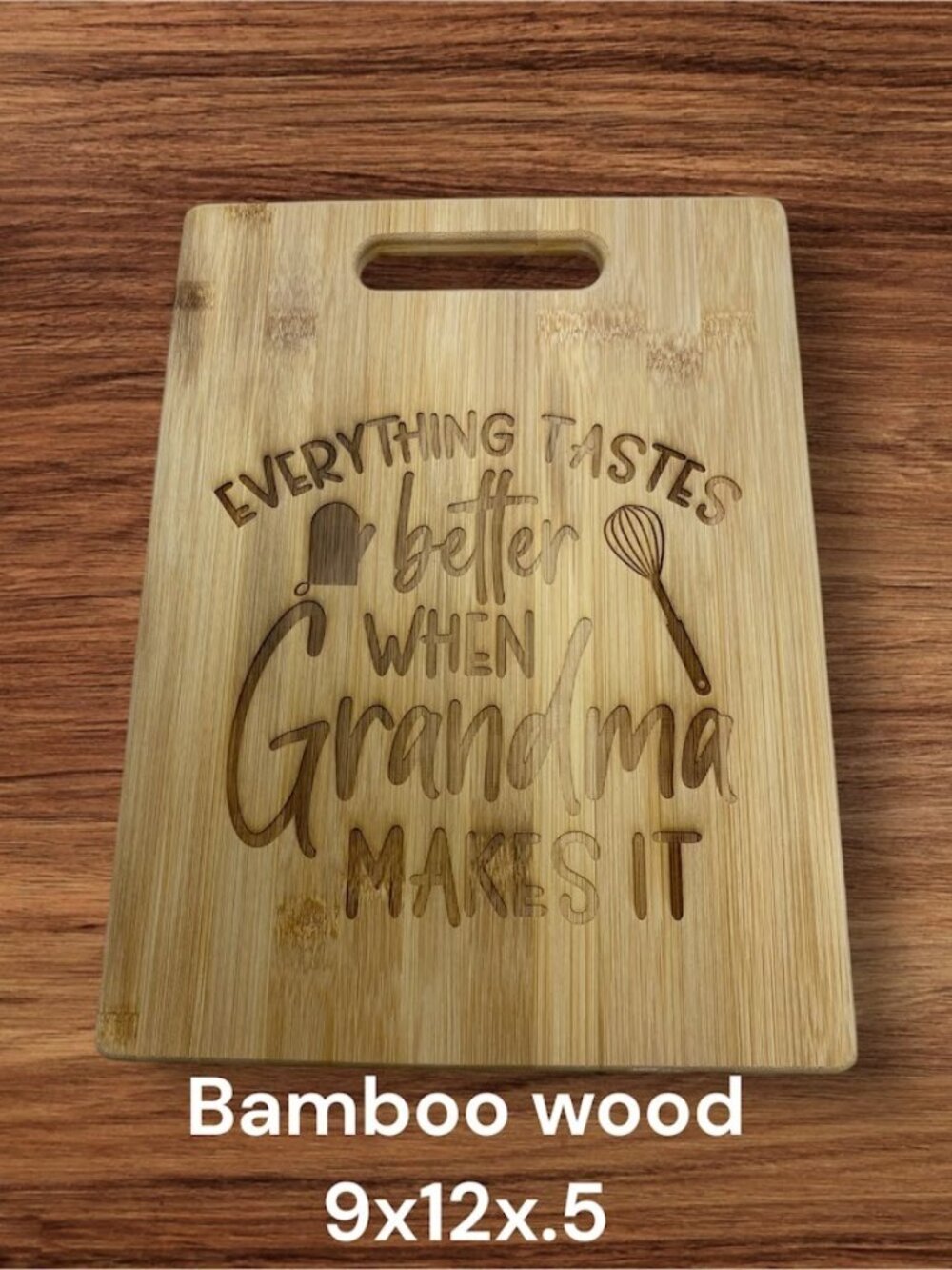Personalized Bamboo Cutting Board Grandma Gift Engraved Kitchen Board 9x12